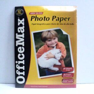 Photo Paper Office Max High Gloss 20 Sheets 8.5" x 11" Inkjet for Home & Office